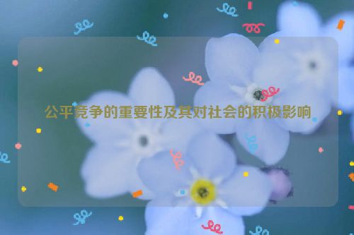 公平竞争的重要性及其对社会的积极影响